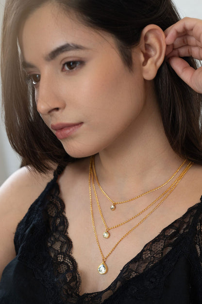 Clear Kundan Studded Layered Necklace 