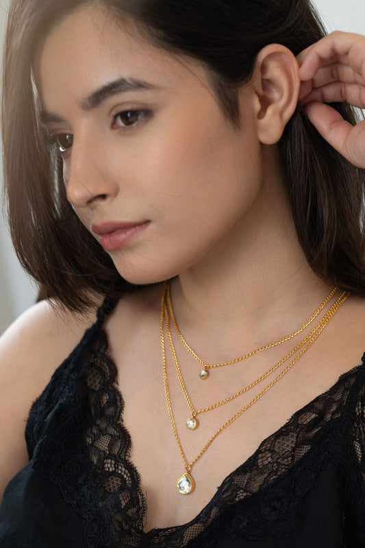 Clear Kundan Studded Layered Necklace 