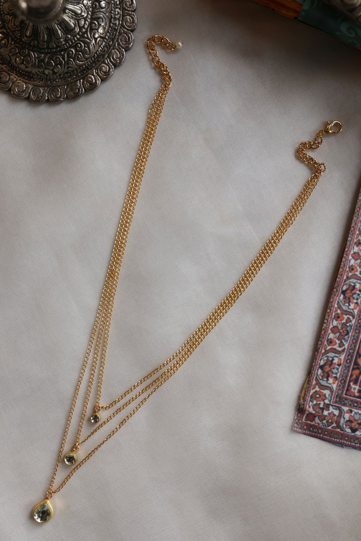 Clear Kundan Studded Layered Necklace 