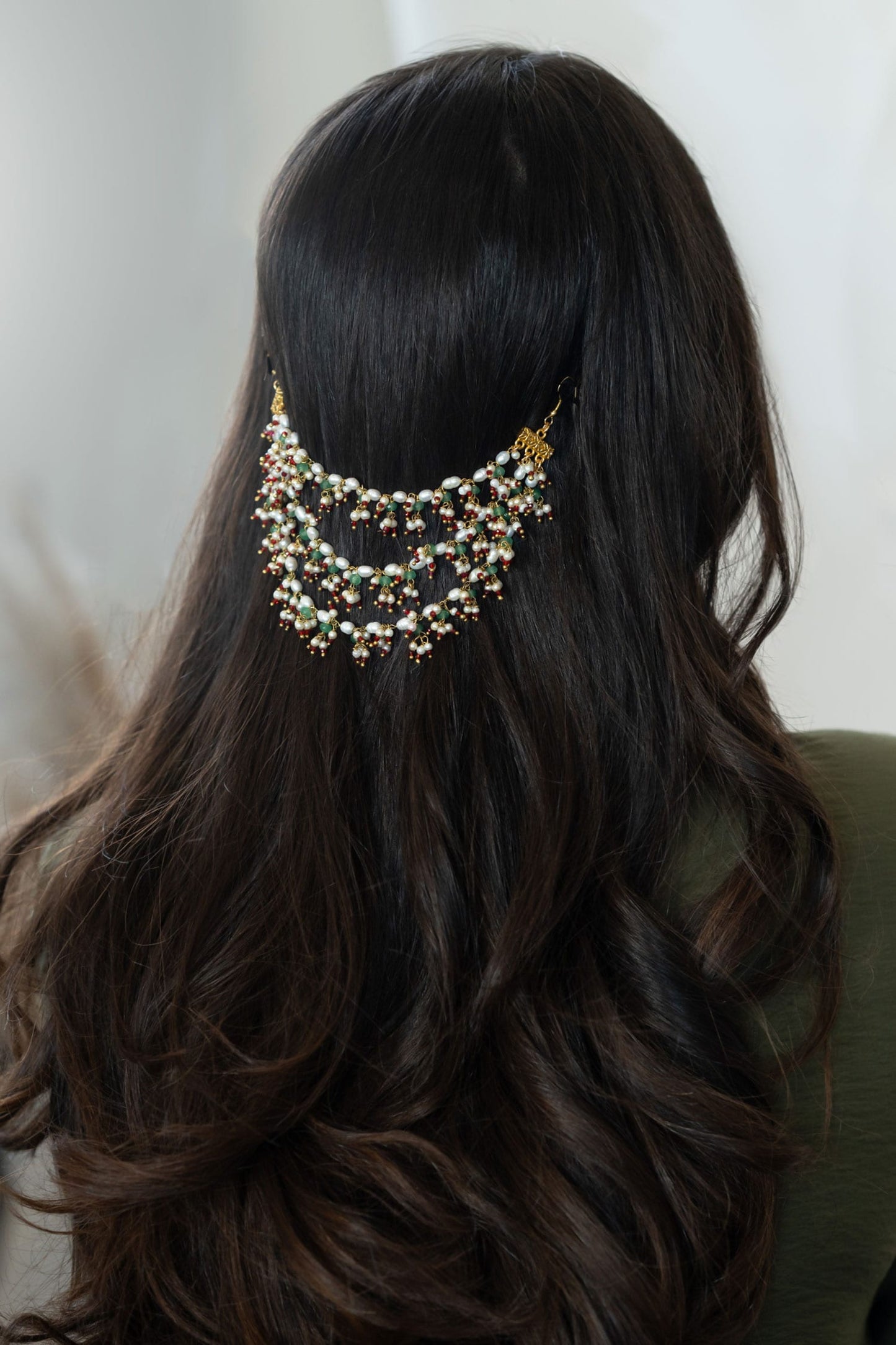 Pearl Onyx Tassel Layered Braid Pin 