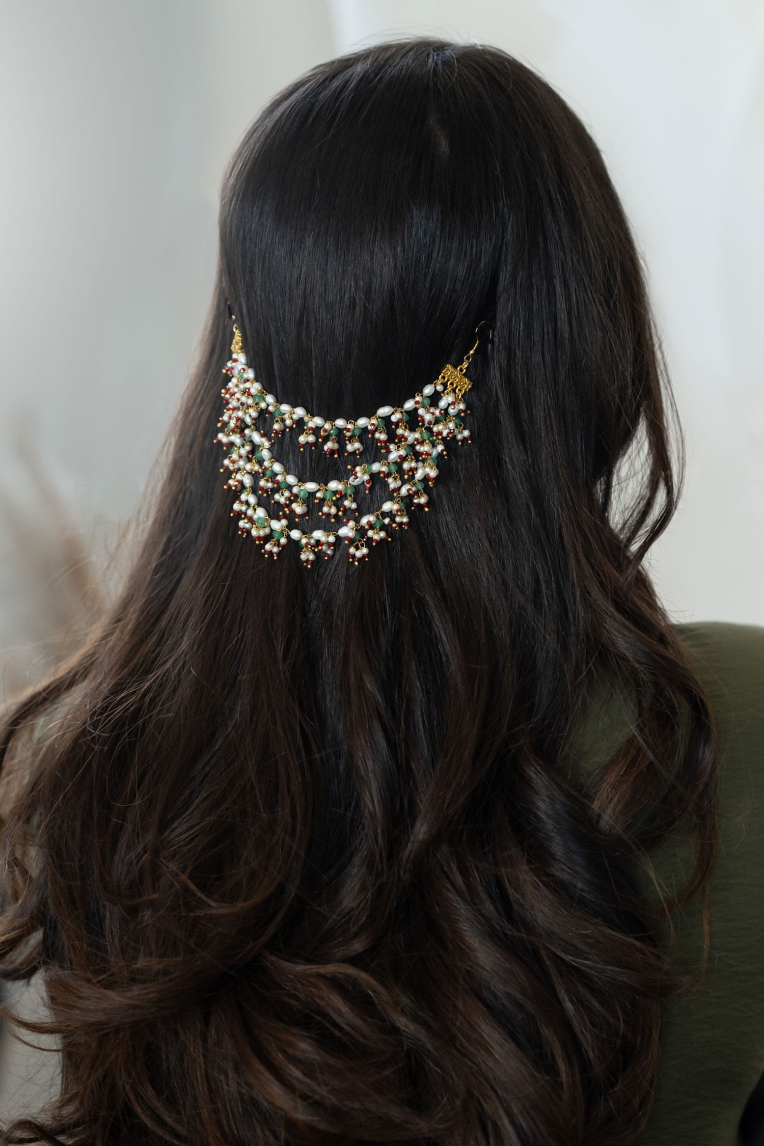 Pearl Onyx Tassel Layered Braid Pin 