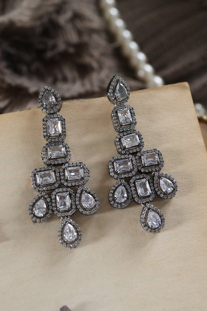 Cubic Zirconia Embellished Earrings 