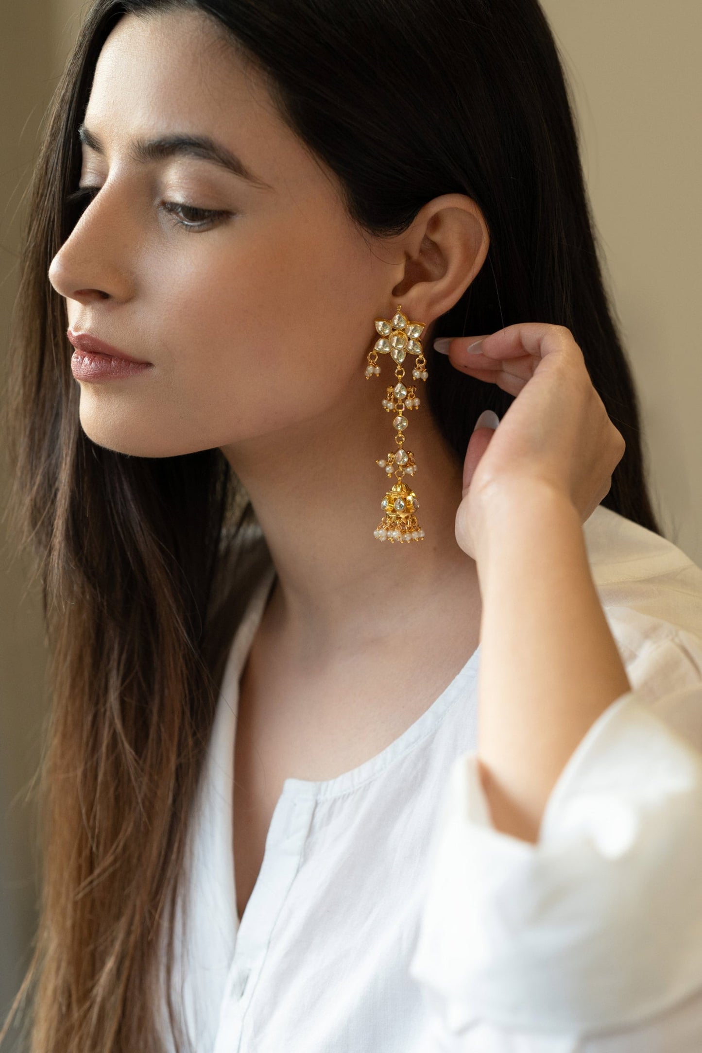 Kundan Embellished Jhumkas 