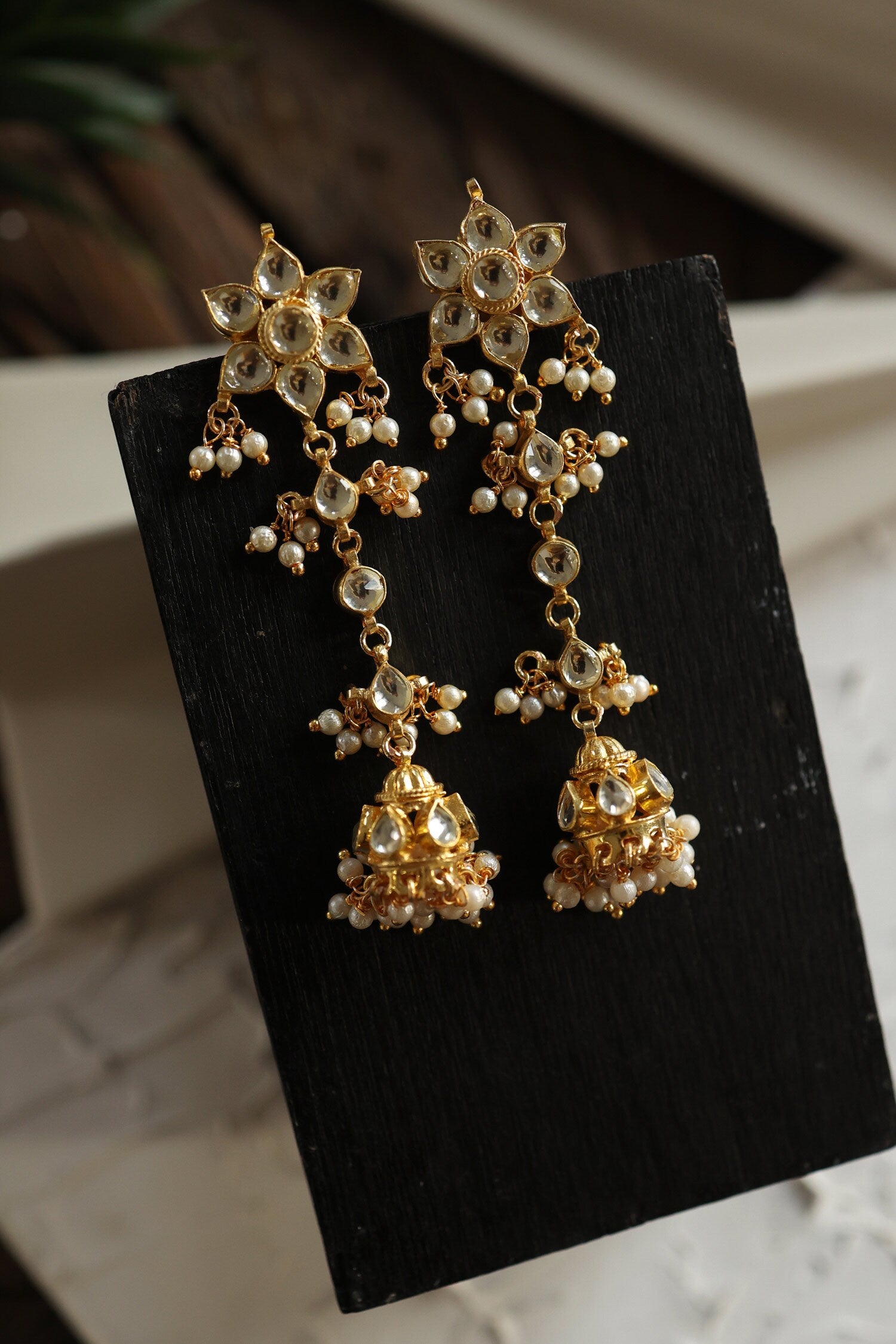 Kundan Embellished Jhumkas 