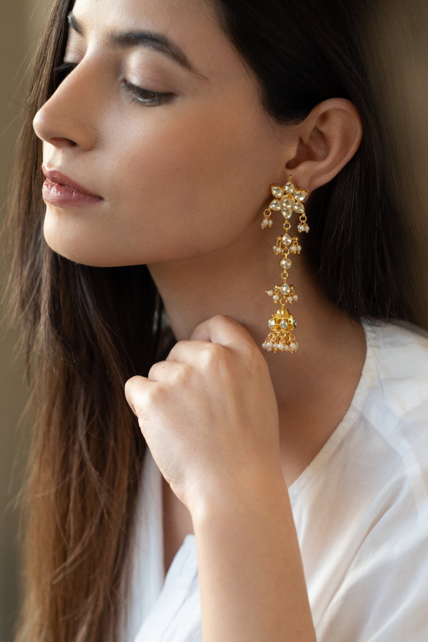 Kundan Embellished Jhumkas 