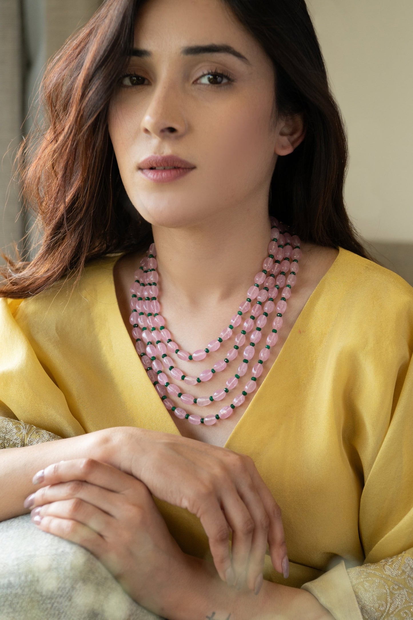 Quartz Embellished Layered Necklace 