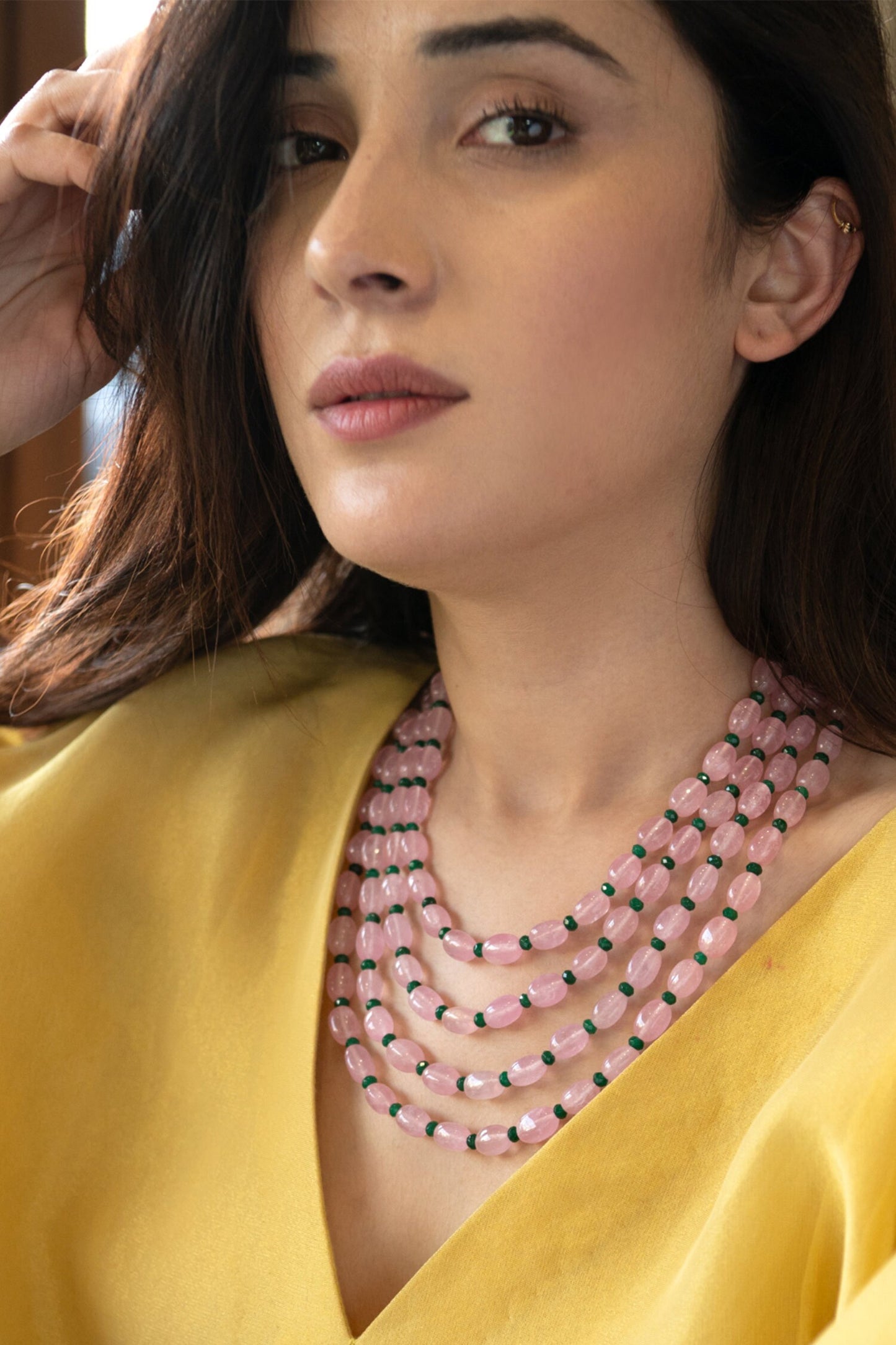 Quartz Embellished Layered Necklace 