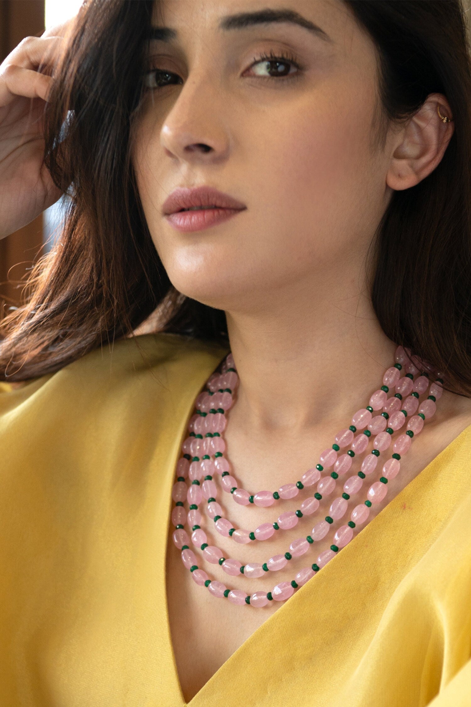 Quartz Embellished Layered Necklace 
