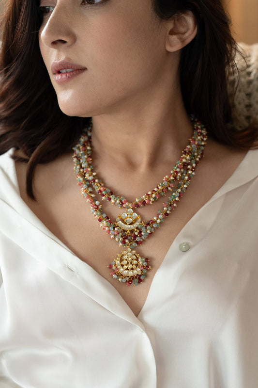 Kundan Embellished Layered Pendant Necklace 