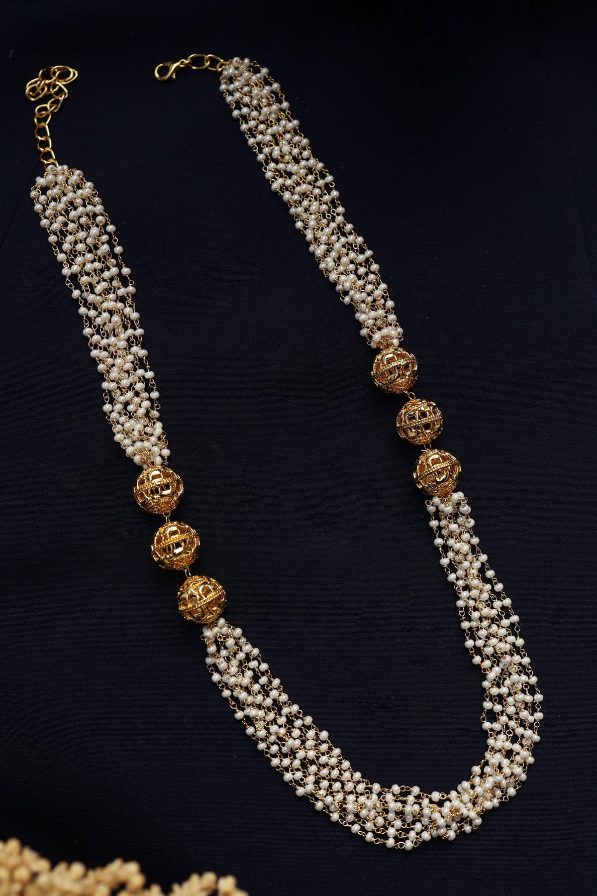 Pearl Embellished Long Necklace 