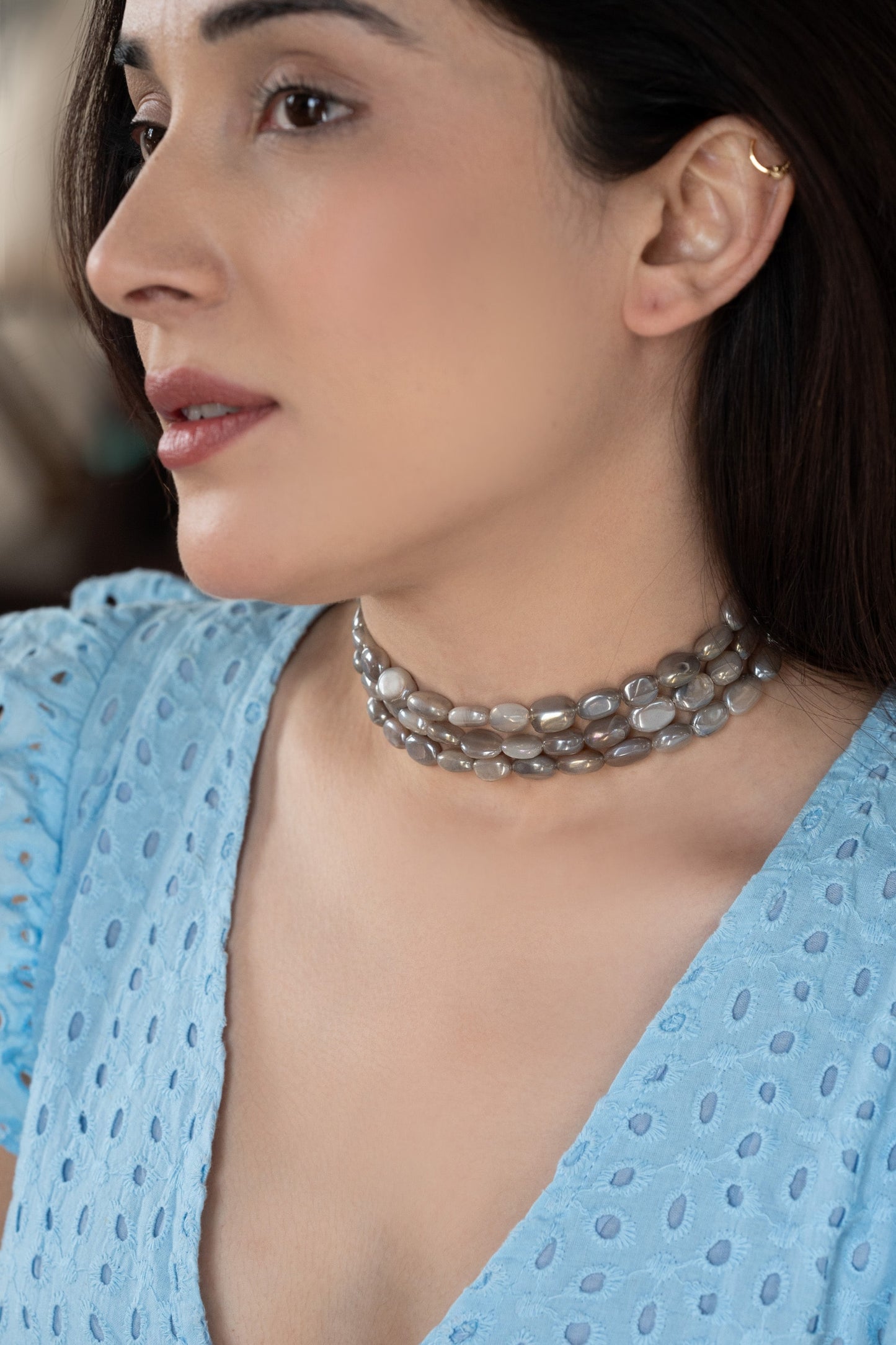 Moon Stone Embellished Choker 