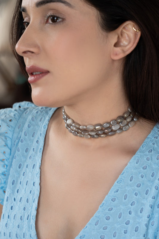 Moon Stone Embellished Choker 