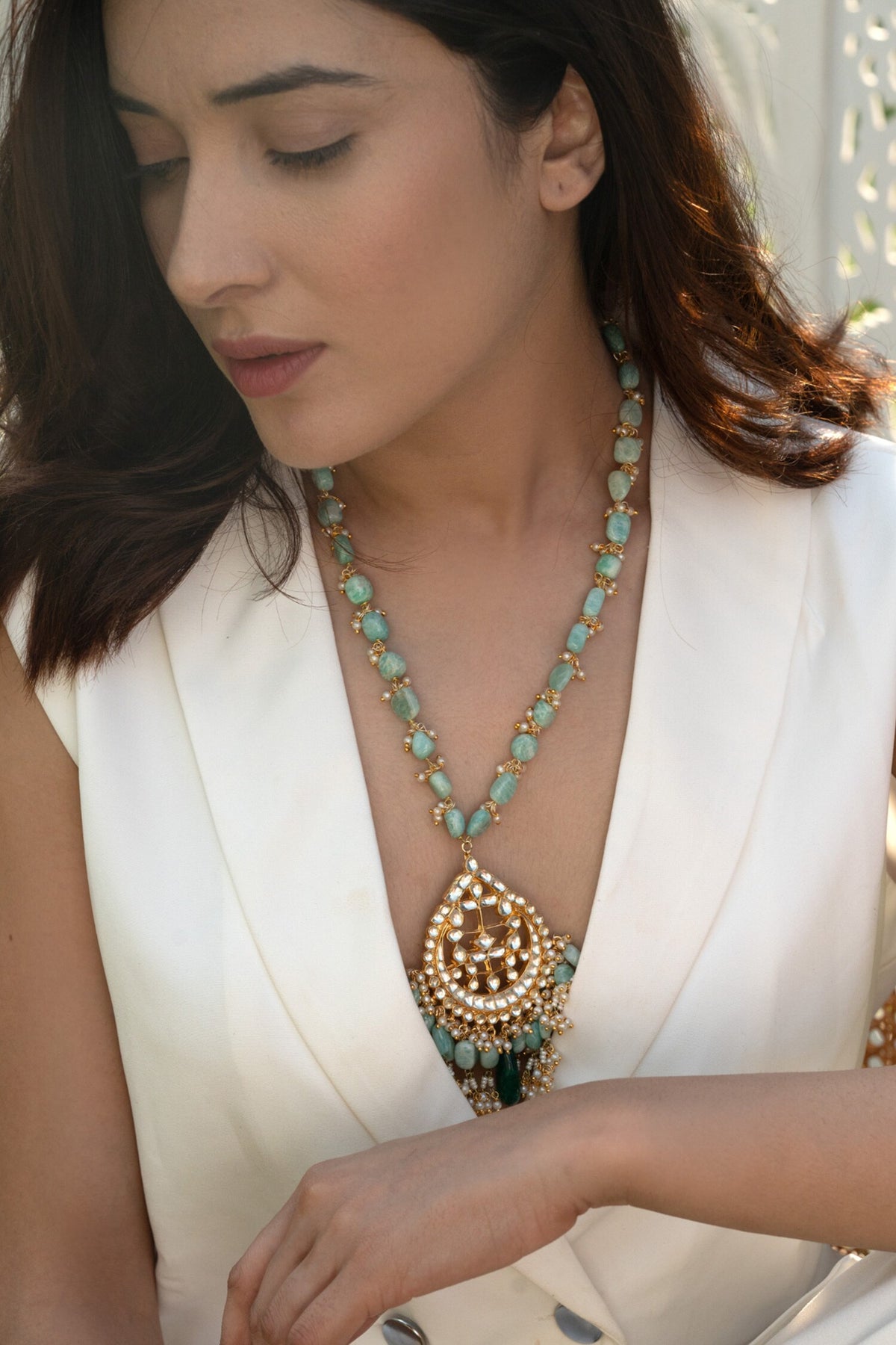 Kundan Studded Pendant Necklace 