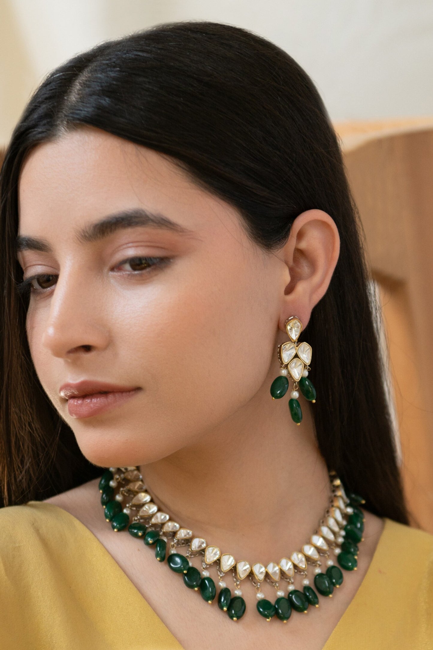 Polki Embellished Necklace Set 