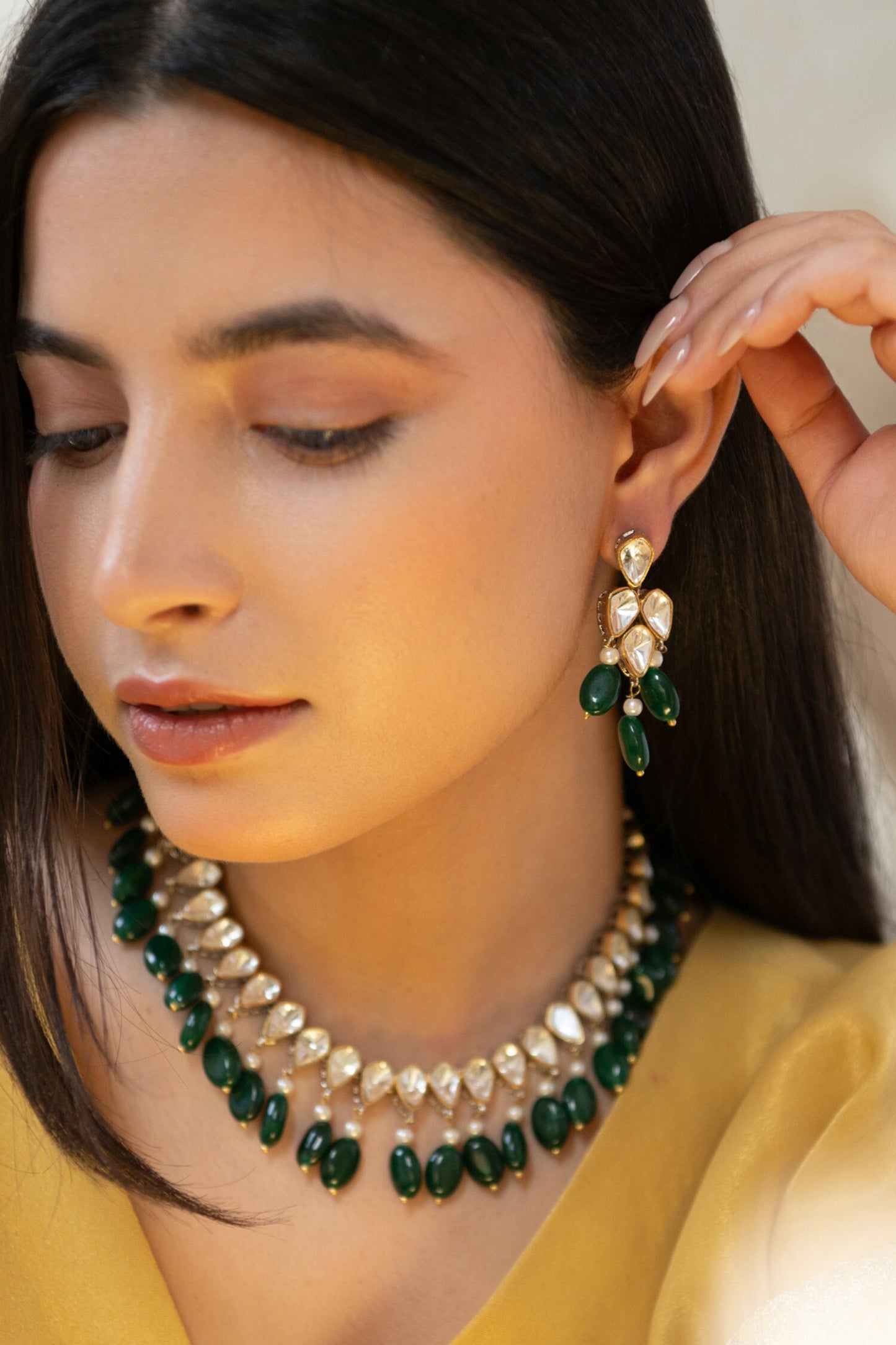 Polki Embellished Necklace Set 