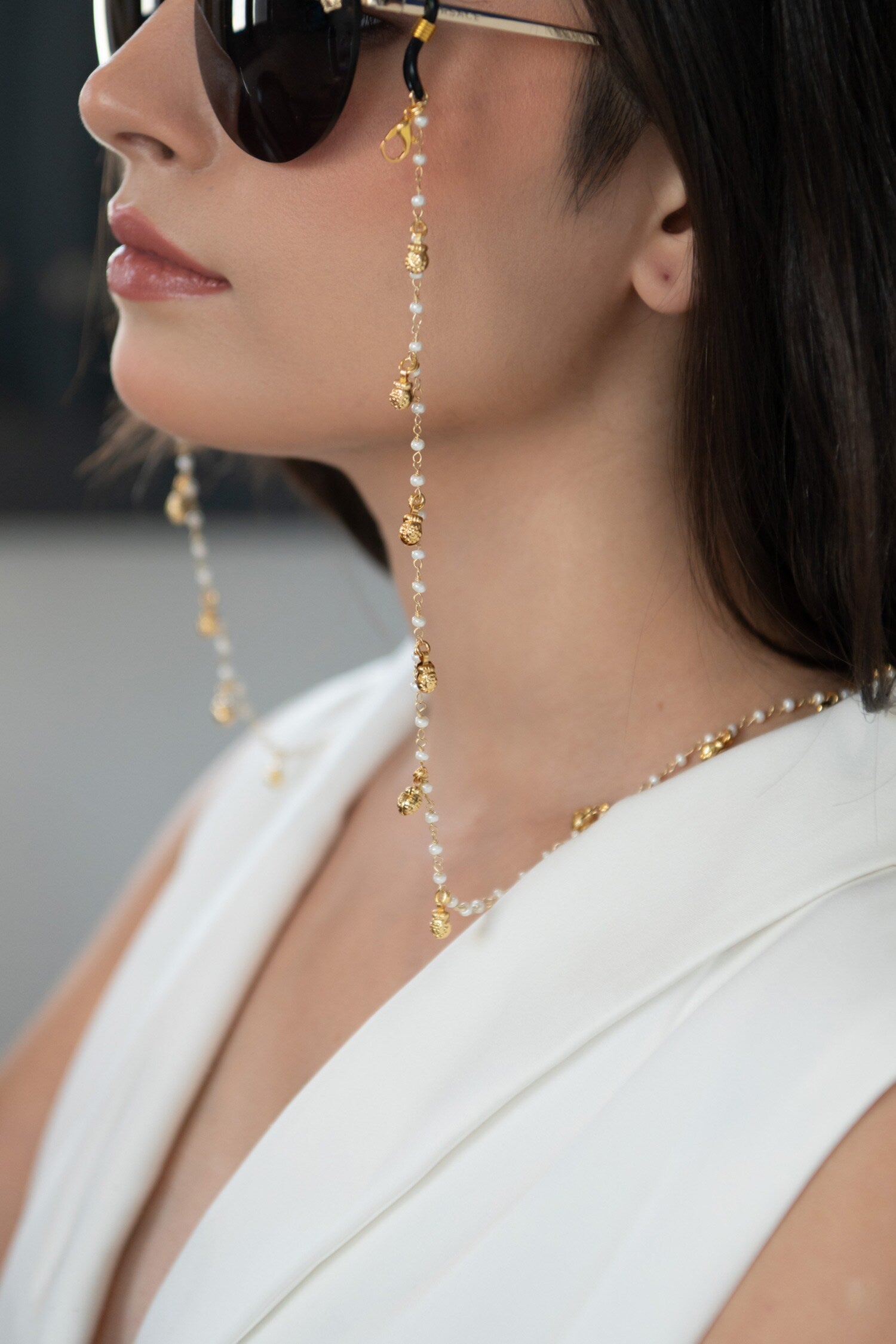 Pearl Embellished Eyewear Sling 