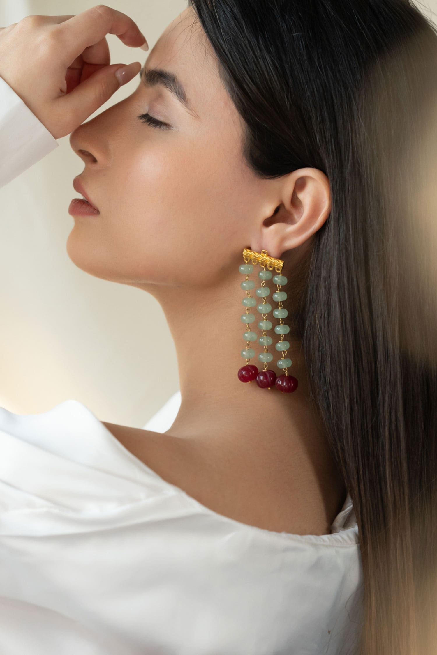 Natural Stone Embellished Earrings 