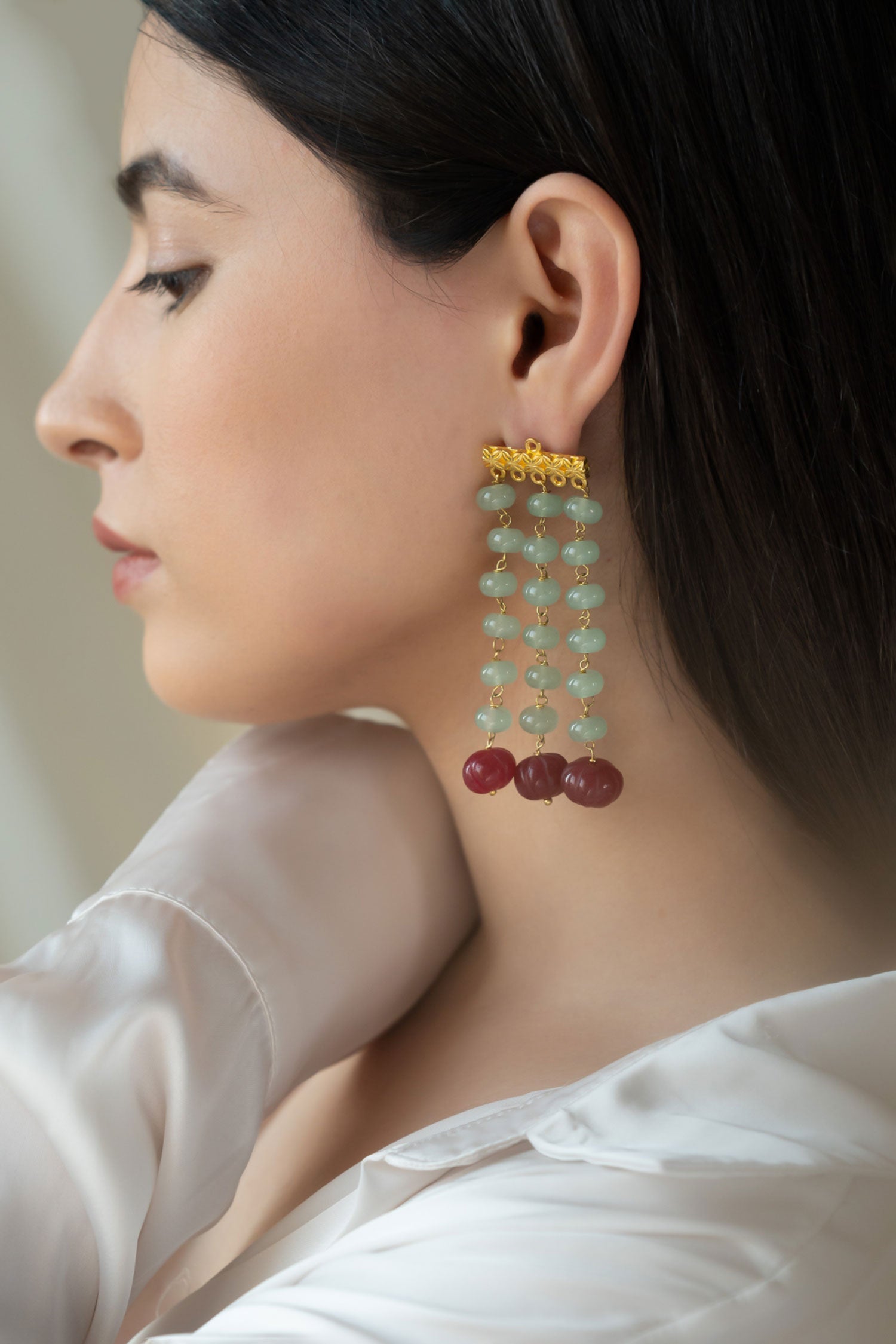 Natural Stone Embellished Earrings 