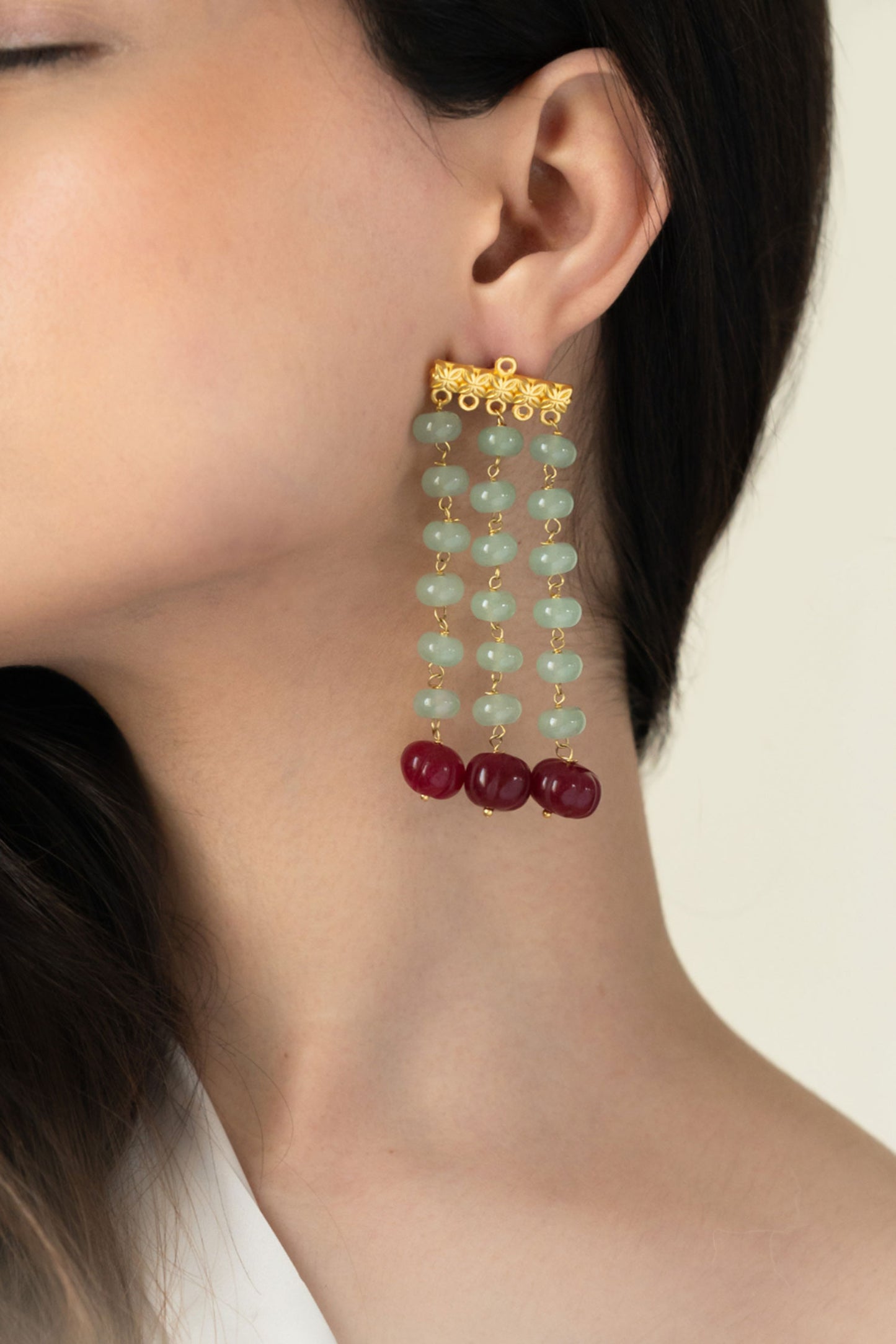 Natural Stone Embellished Earrings 