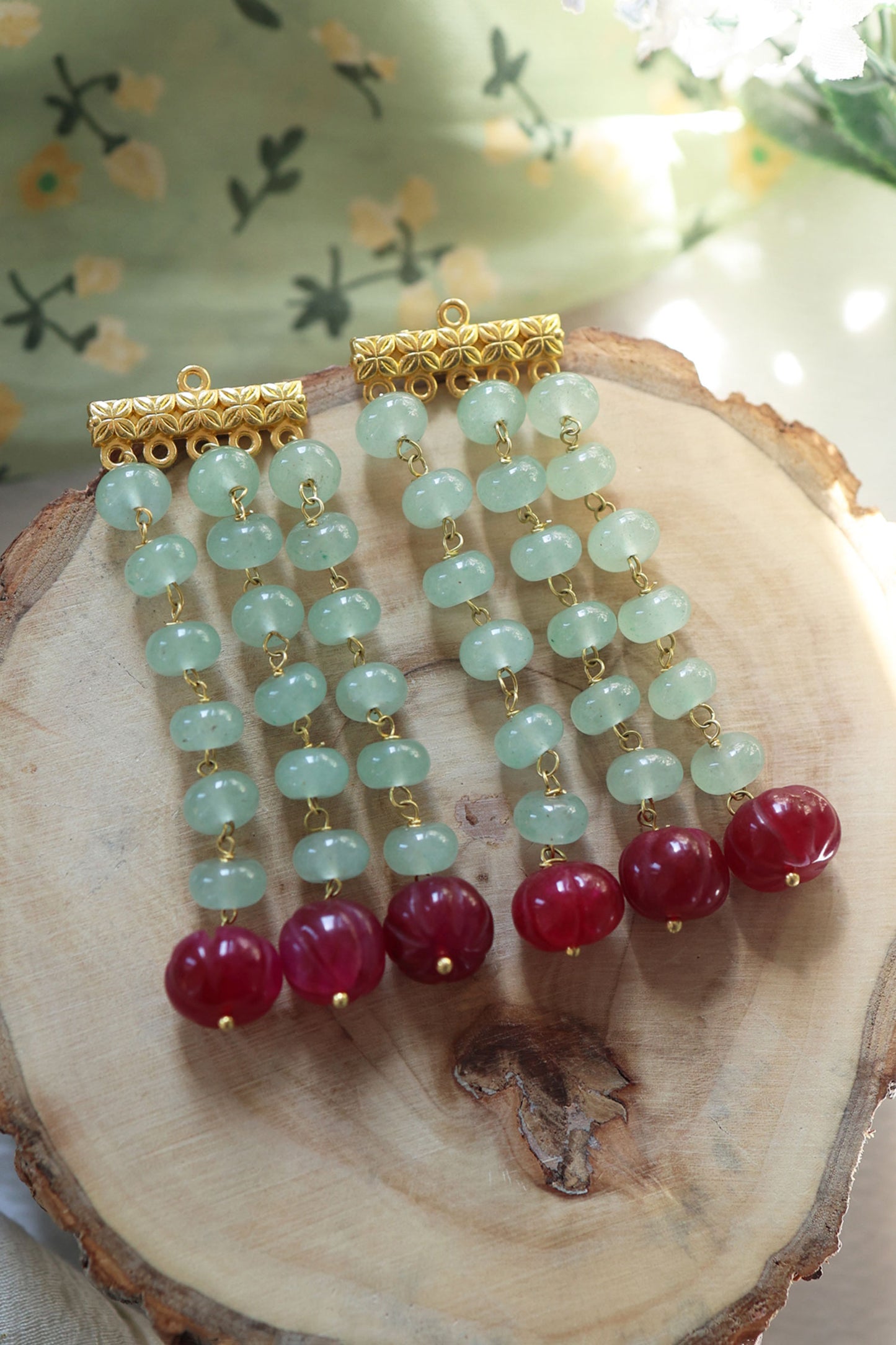 Natural Stone Embellished Earrings 