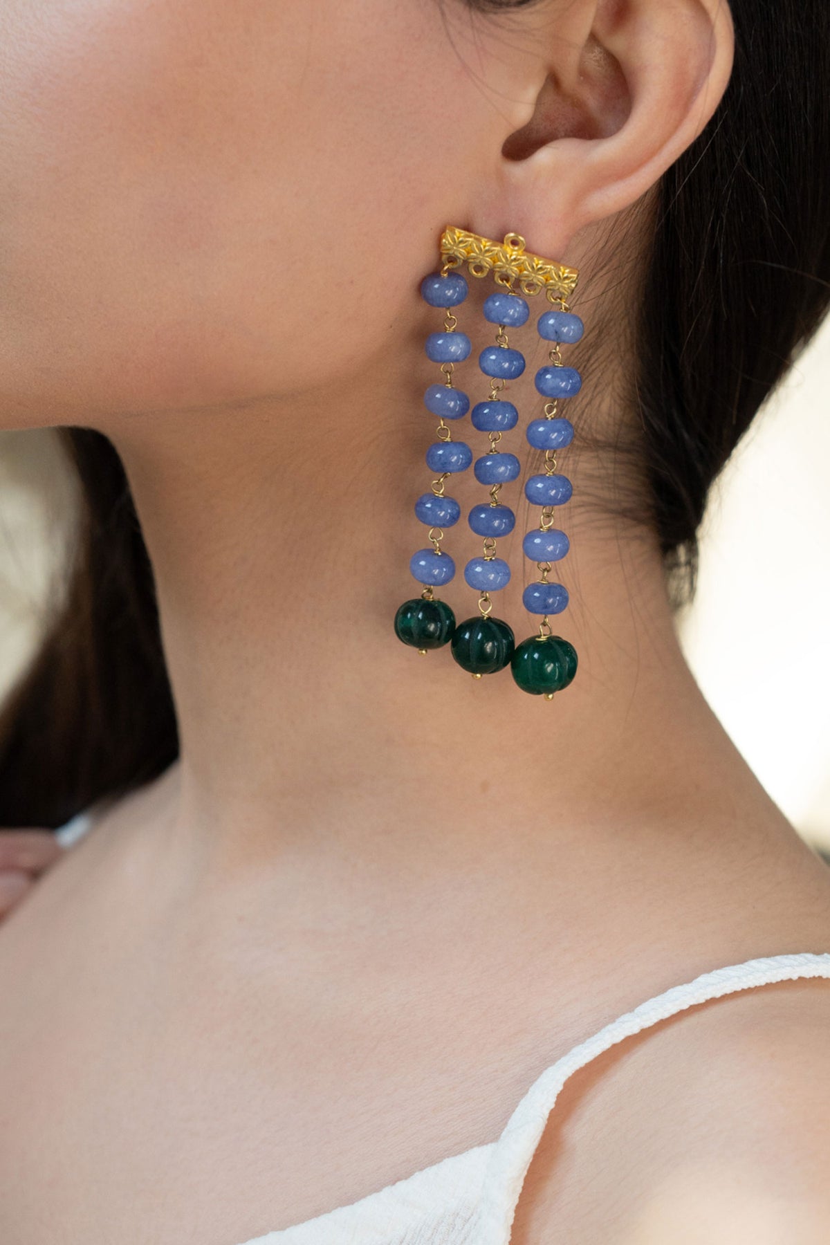 Natural Stone Studded Earrings 