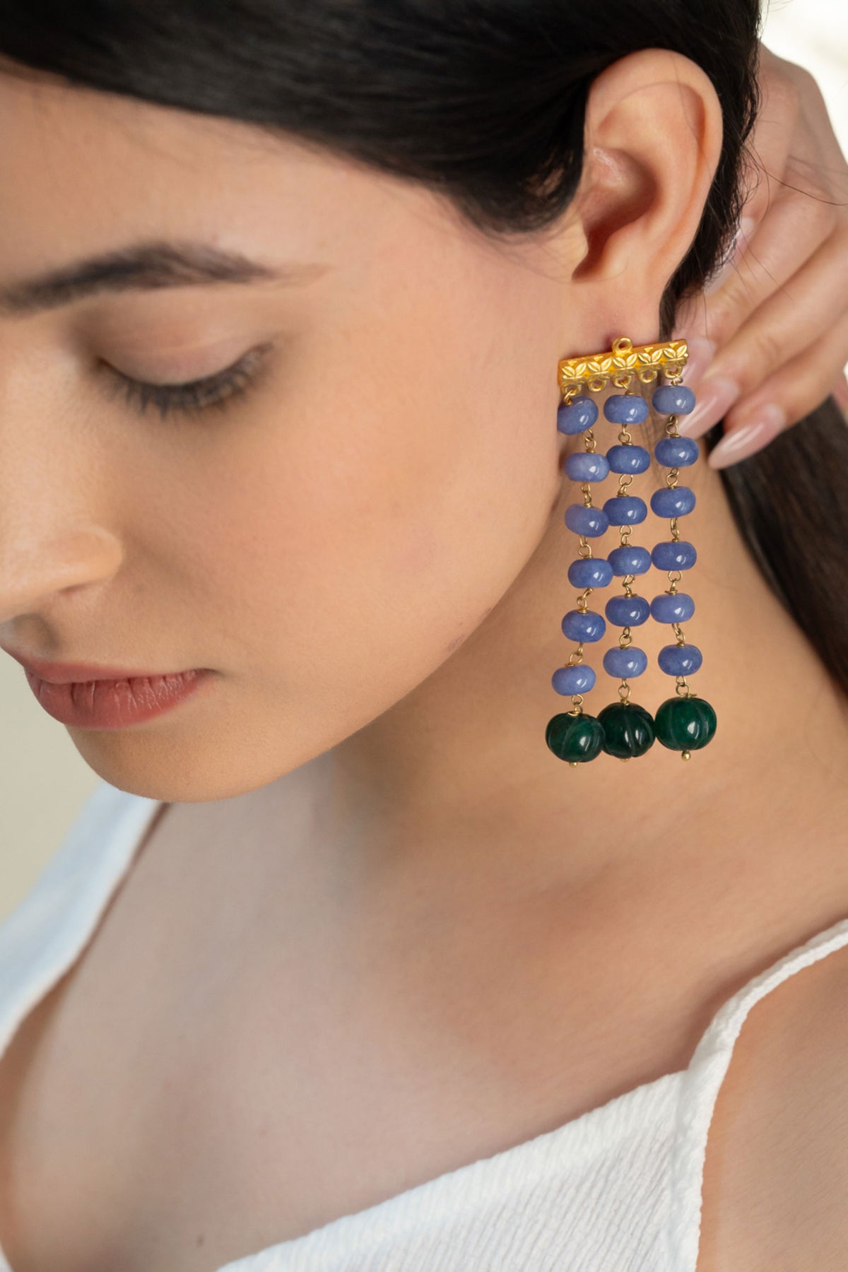 Natural Stone Studded Earrings 