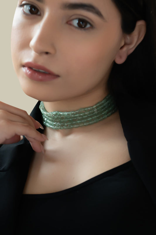 Flourite Stone Embellished Choker 