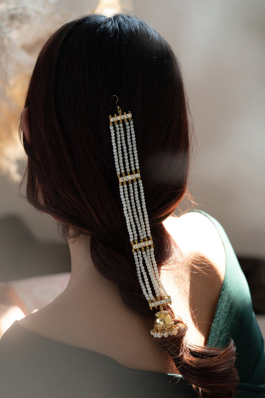 Kundan & Pearl Embellished Braid Pin 