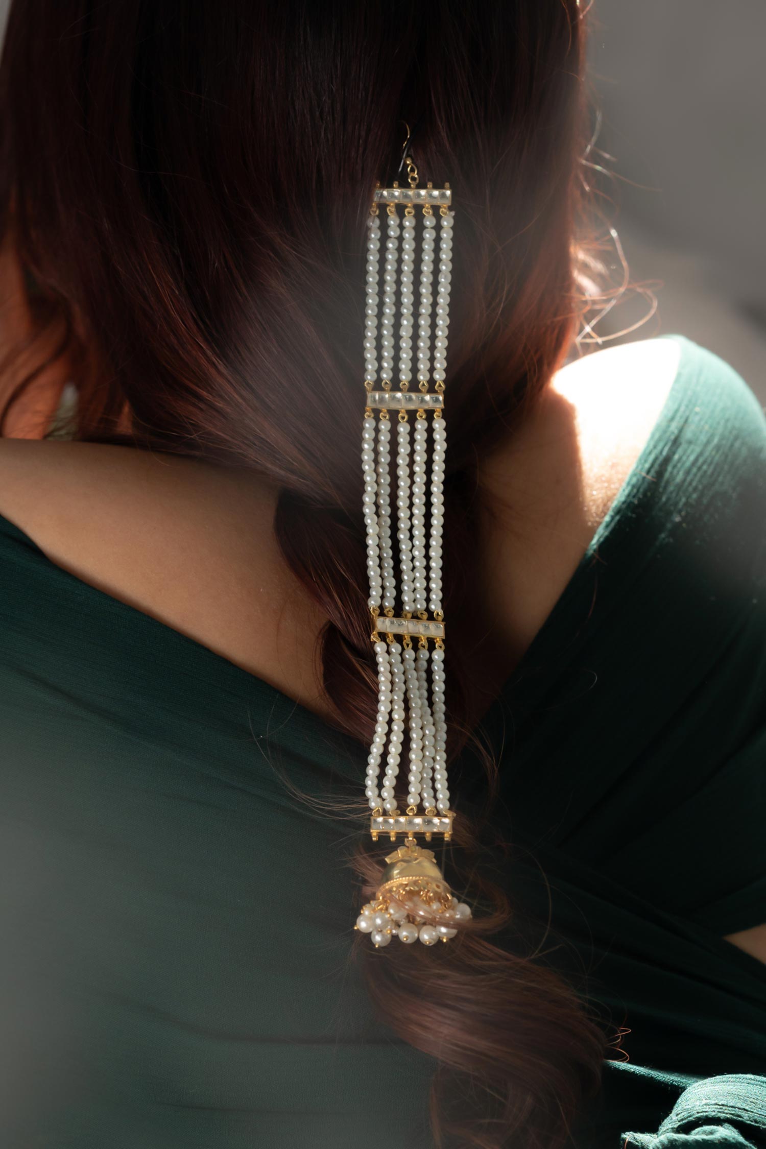 Kundan & Pearl Embellished Braid Pin 