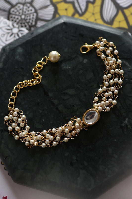 Kundan & Pearl Embellished Bracelet 