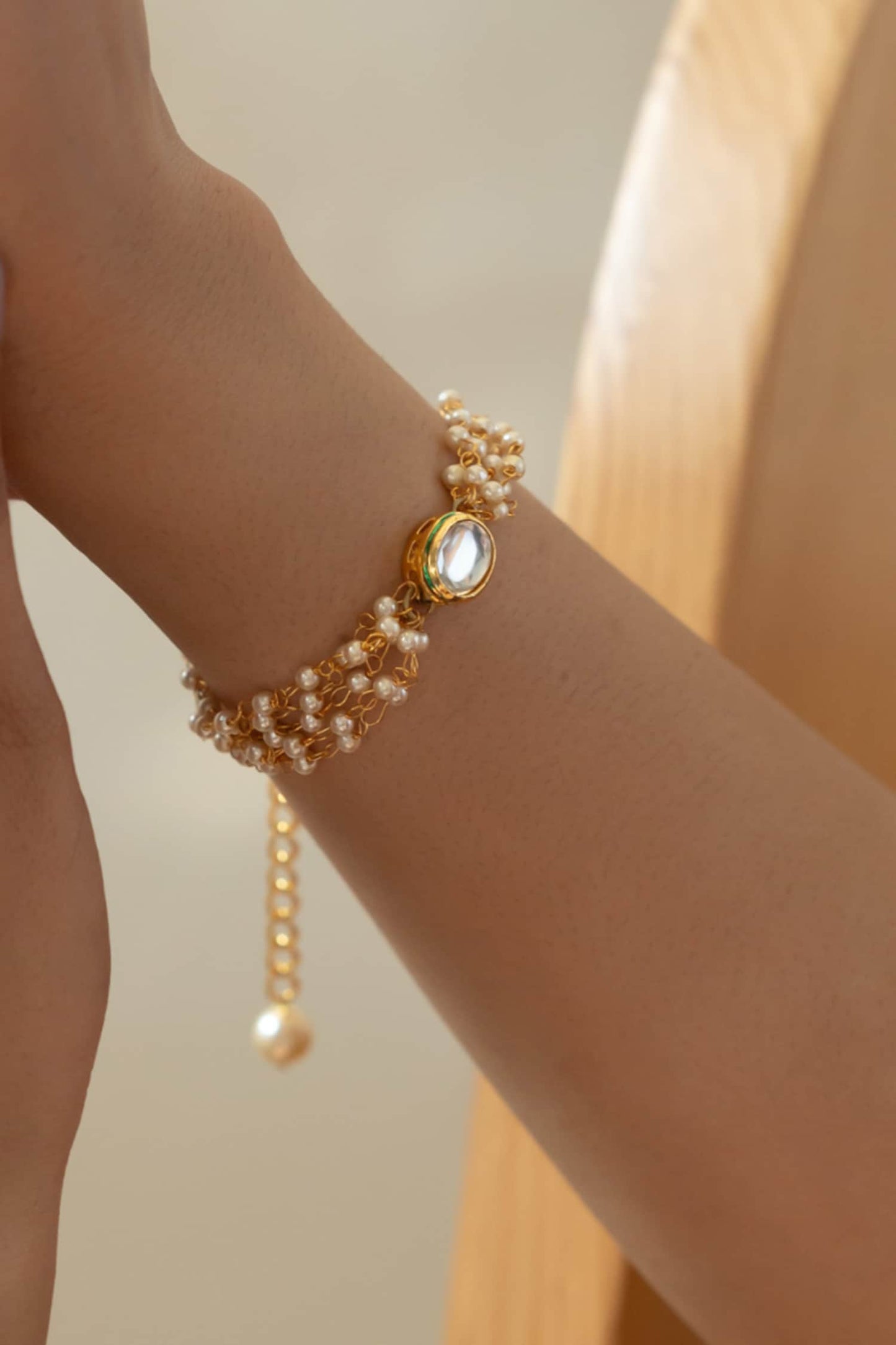 Kundan & Pearl Embellished Bracelet 