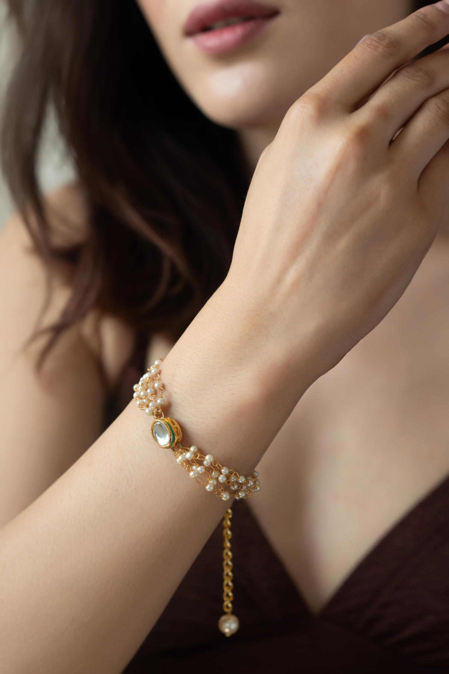 Kundan & Pearl Embellished Bracelet 