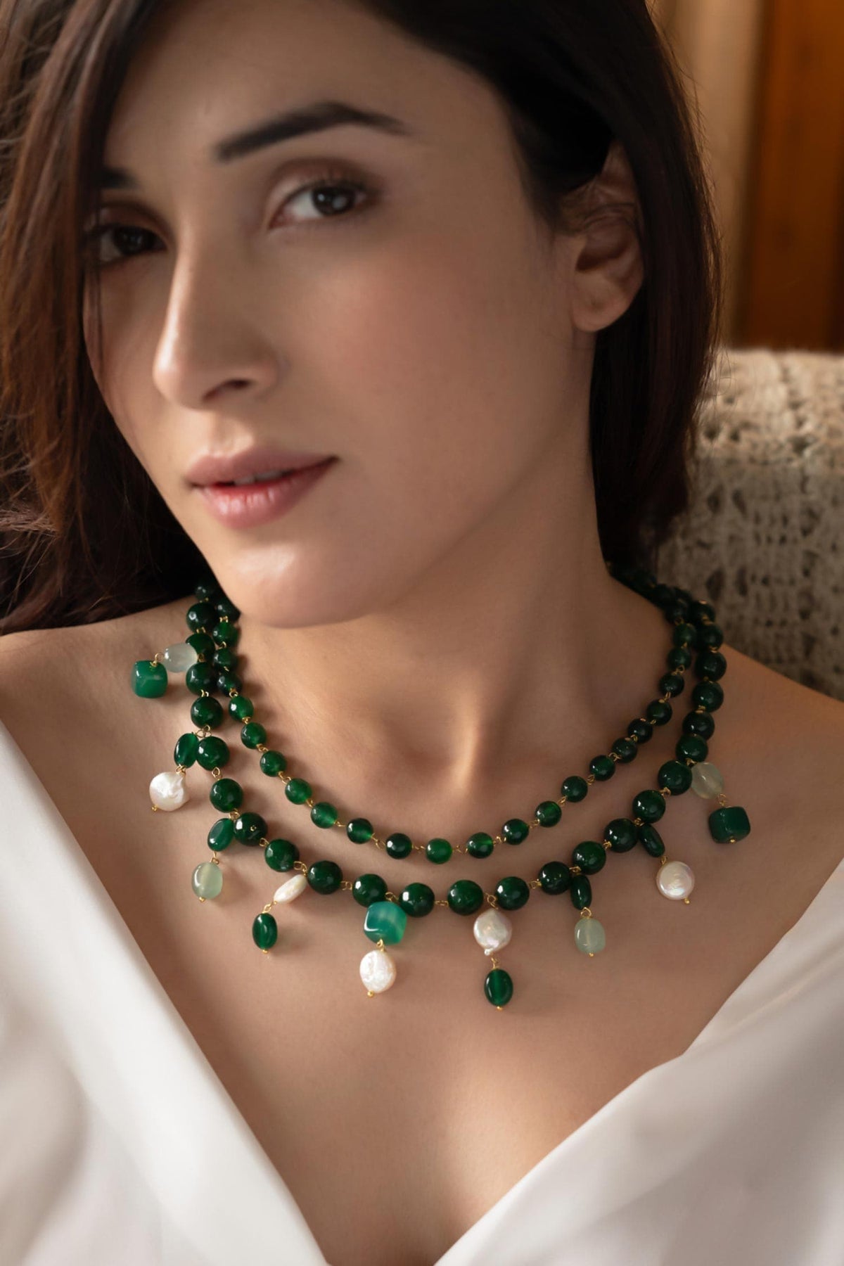 Baroque Pearl Embellished Layered Necklace 