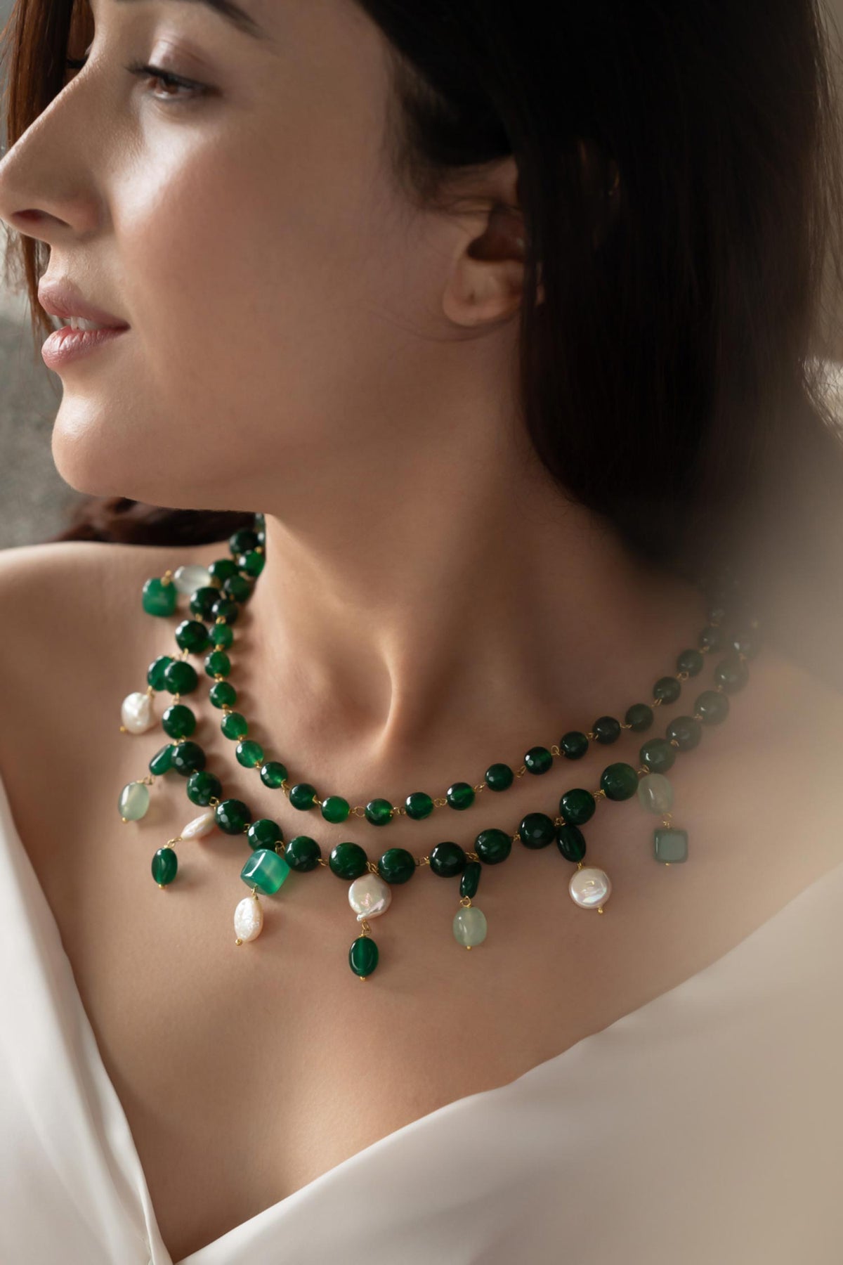 Baroque Pearl Embellished Layered Necklace 