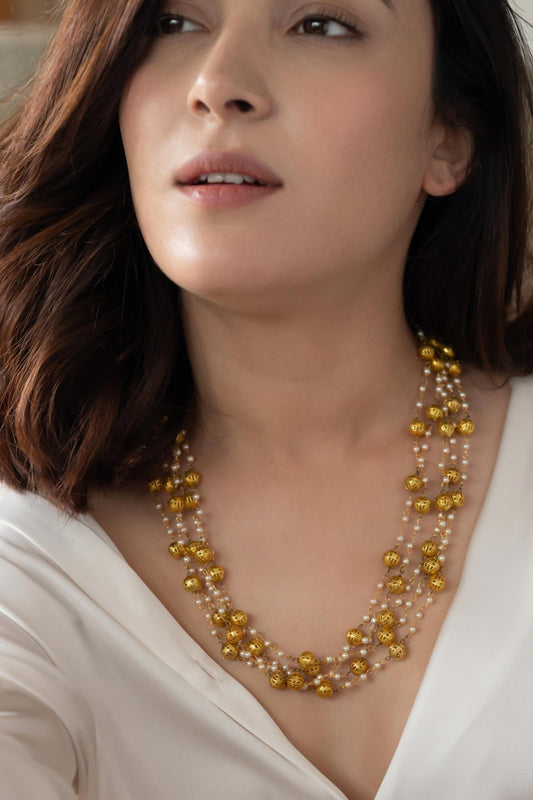 Shell Pearl Embellished Layered Necklace 