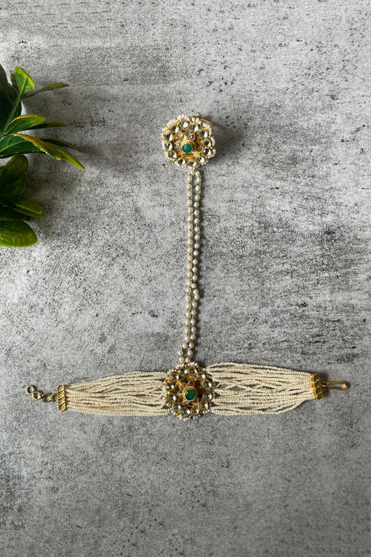 Floral Kundan Studded Hand Harness- Single Pc 