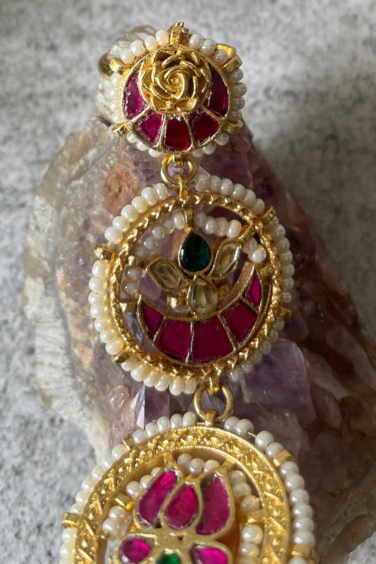 Floral Kundan Embellished Layered Ring 