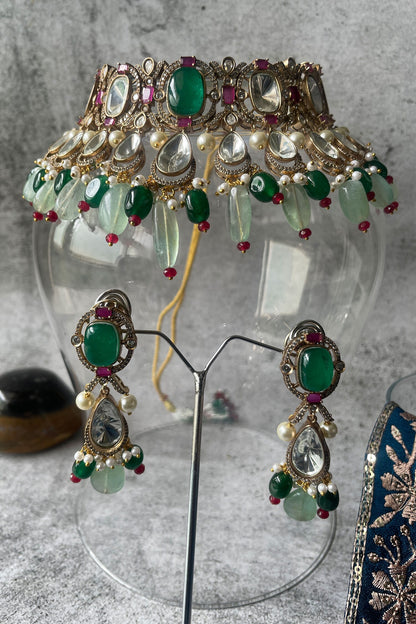 Stone Studded Drop Necklace Set 