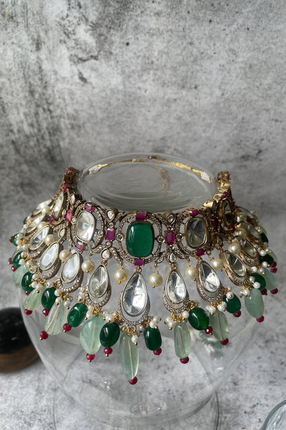 Stone Studded Drop Necklace Set 
