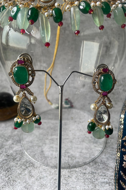 Stone Studded Drop Necklace Set 