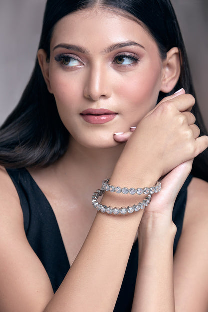 Zircon & Moissanite Studded Bangles - Set of 2 