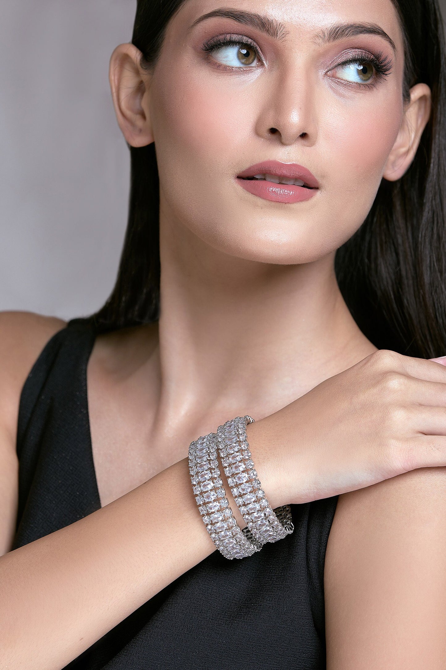 Moissanite & Zircon Studded Bangles - Set of 2 