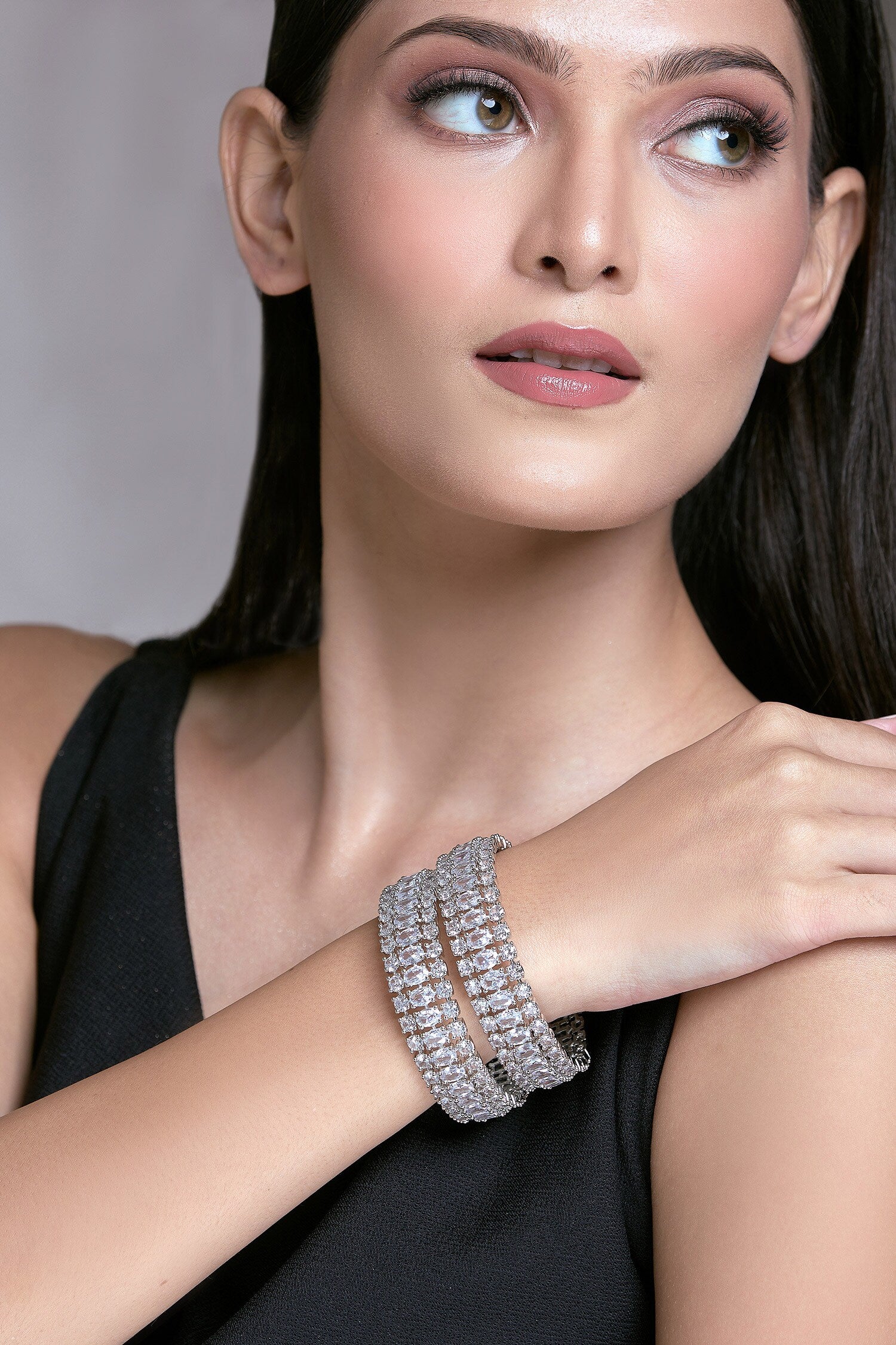 Moissanite & Zircon Studded Bangles - Set of 2 