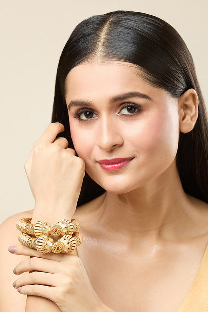Sphere Floral Carved 2 Pcs Bangles 