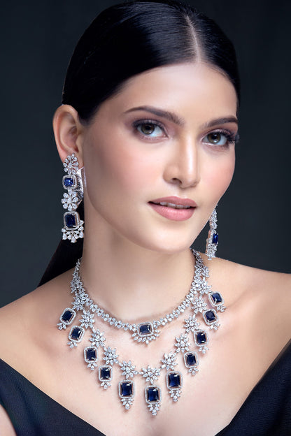 Zirconia Embellished Layered Necklace Set 