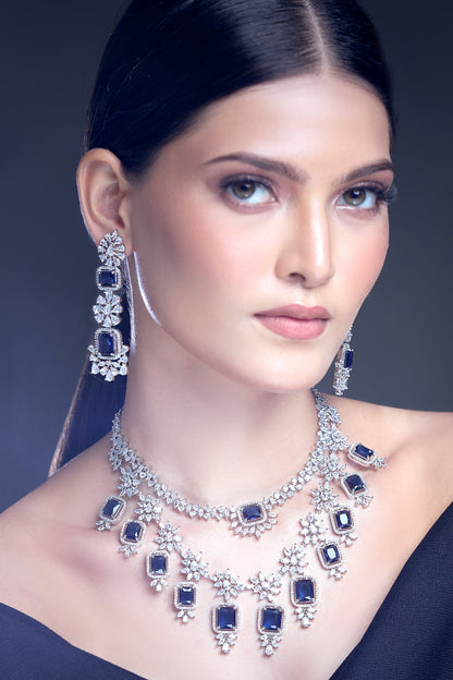 Zirconia Embellished Layered Necklace Set 