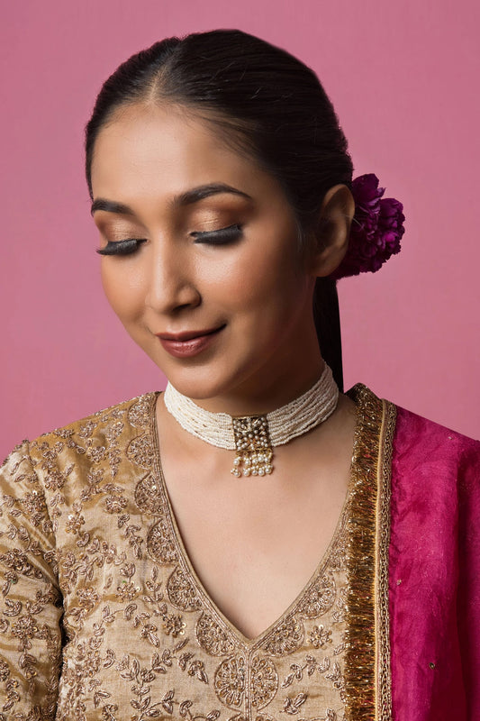 Jadau Stone Embellished Pendant Choker 