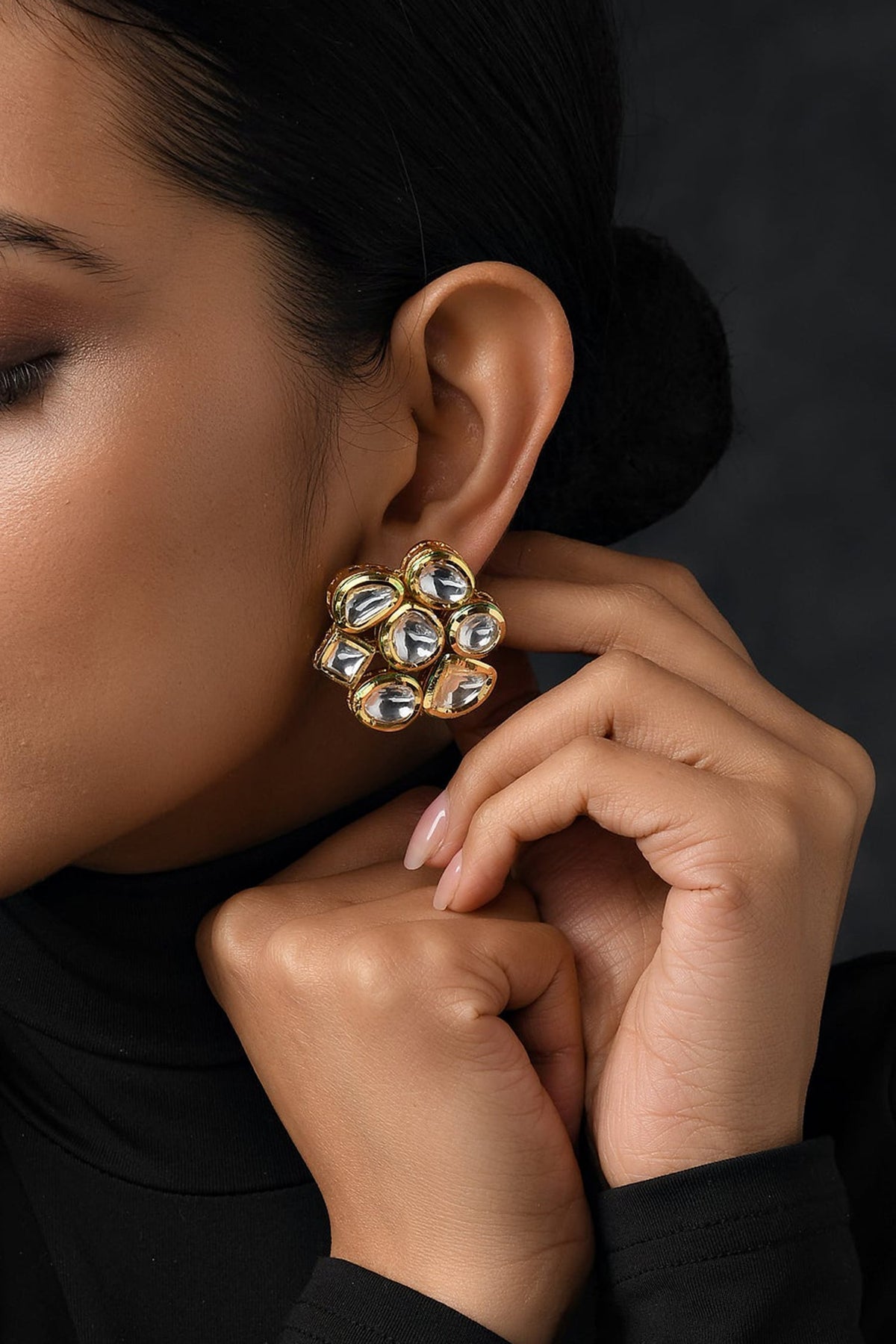 Kundan Embellished Floral Studs 