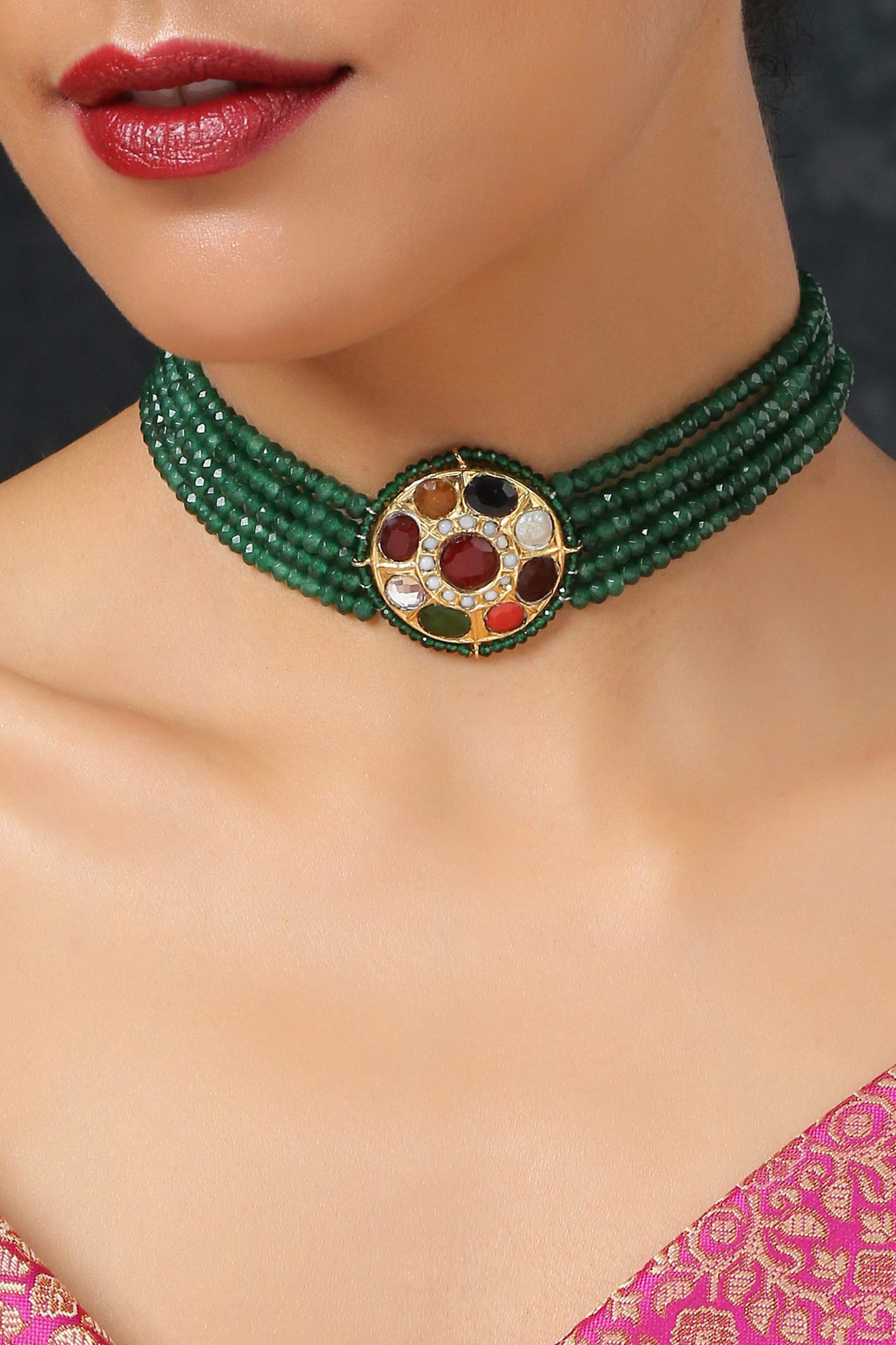 Navratan Stone Embellished Choker 