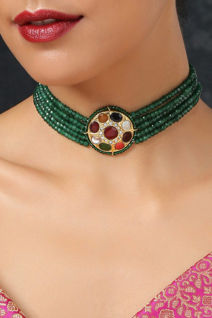 Navratan Stone Embellished Choker 